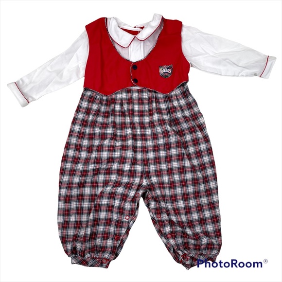 Carter's Other - Vintage Carter’s Plaid Holiday Romper Christmas Suit